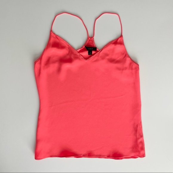 J. Crew Silk Neon Pink Racerback Top 0 - Picture 2 of 7